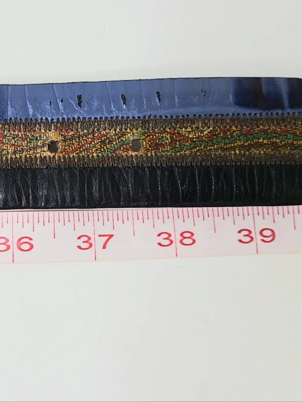 Etro Milano Made In Italy Paisley Striped Color Block Genuine Leather Belt